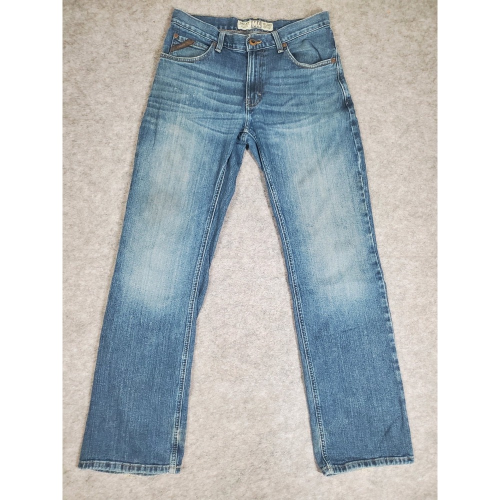 Ariat M4 Relaxed Boot Cut Jeans Mens 30x34 Blue Kilroy Distressed Western